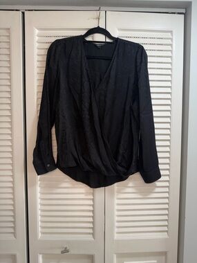 Rails Black Draped Wrap Blouse